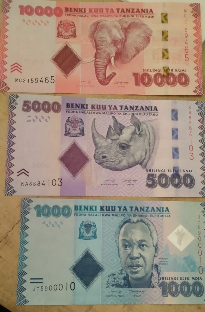 10000, 5000 ve 1000 şilinlik banknotlar, Tanzanya