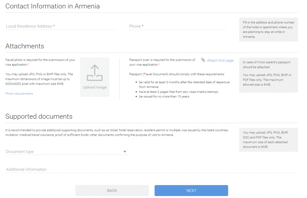Ermenistan e-vizesi, istenen detaylar ve dokümanlar